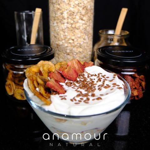 3-Piece Anamour Natural Dried Strawberries - Chips Strawberries (Sugar-Free) - Dried Fruit Crunch 75 Grams