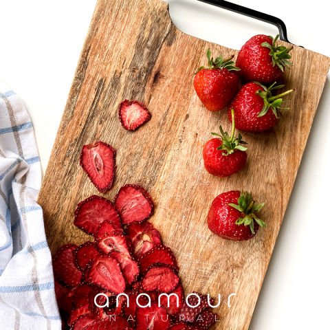 3'lü Anamour Natural Çilek Kurusu - Cips Çilek (Şekersiz) - Kuru Meyve Kıtırı 75 Gram