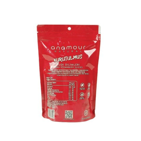 3-Piece Anamour Natural Dried Strawberries - Chips Strawberries (Sugar-Free) - Dried Fruit Crunch 75 Grams