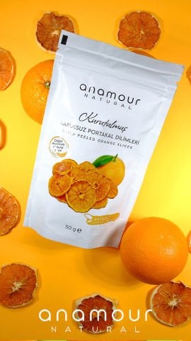 Packung mit 3 getrockneten, schalenlosen Orangenfrüchten 75 Gramm – Anamour Natural
