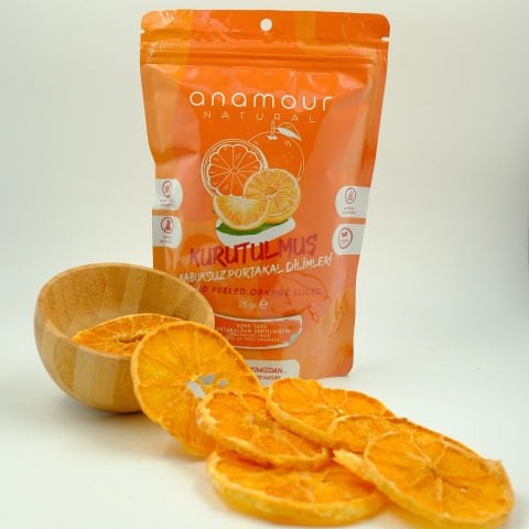 Packung mit 3 getrockneten, schalenlosen Orangenfrüchten 75 Gramm – Anamour Natural