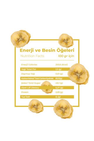 3'lü Muz Kurusu - Cips Muz (Şekersiz) - Kuru Meyve Kıtırı 75 Gram - Anamour Natural