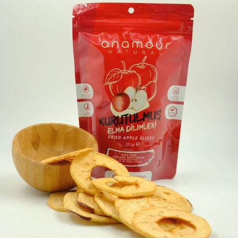 Anamour Natural Dried Apple - Chips Apple (No Sugar Added) - 3 Pack Dried Fruit 75g