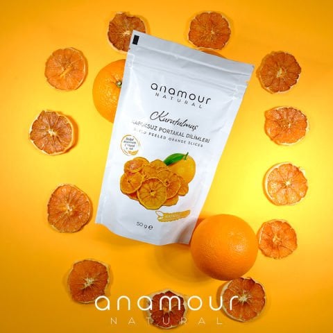 Kabuksuz Portakal Kurusu - Cips Portakal (Şekersiz) - Kuru Meyve Kıtırı 25 Gram