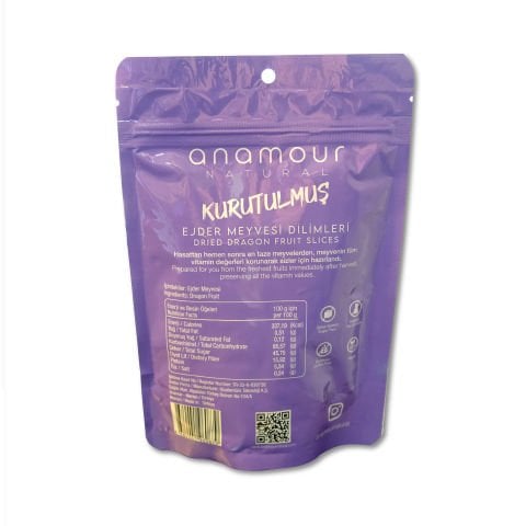 Anamour Natural Ejder Meyvesi Kurusu - Cips Ejder Meyvesi (Şeker İlavesiz) - 3'lü Paket Kuru Meyve 75g